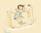 Children's Wall Art Print - November's Friend - 8x8 - Girl Kids Nursery Room Decor