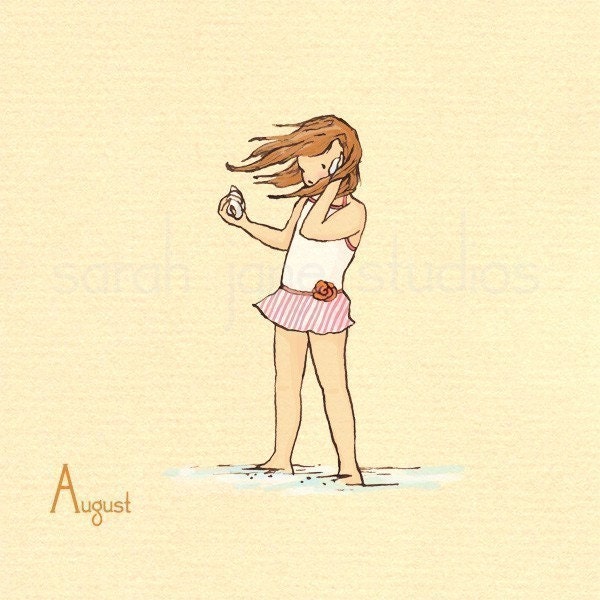 Children's Wall Art Print - August Sound - 8x8 - Girl Kids Nursery Room Decor