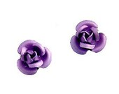 Dainty Purple Bridal Wedding Bride Bridesmaid Flower girl Jewelry ROSE Stud Earrings