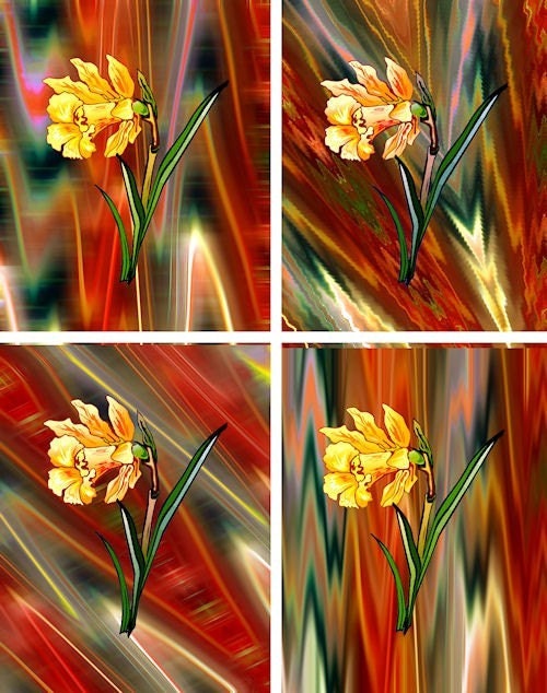 Hand Created Artist Fabric Cotton 5 Day Lilly Panels Flower Fiber Art UNIQUE Quilting