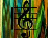 5 UNIQUE Fabric Original Panels  Set Watercolor Golden Music Notes Quilting
