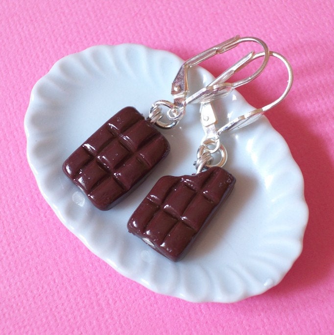 Chocolate Bar - Earrings Dangle (polymer clay)