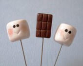 Set of 3X Sewing Pin Topper - 2 marshmallow and 1 chocolate