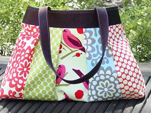 Pleated Purse, Funky HandBag, Birds In Park,Tote Purse, Custom Designer Purse
