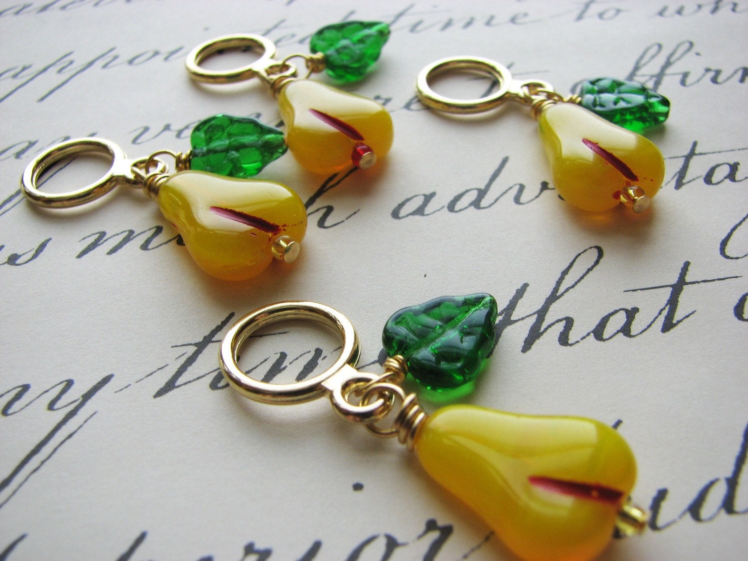 Vintage Pears Non-Snag Stitch Markers