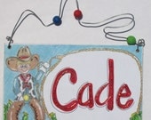 Hand personalized cowboy western boys room name sign