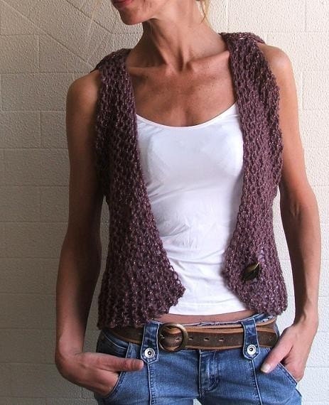Merino Plum knitted waistcoat Ltd Edition