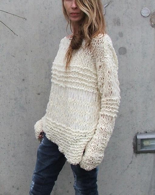 White sweater / ivory sweater / Ivory cream sweater asymmetrical Version2 oversized grunge sweater Ltd Edition