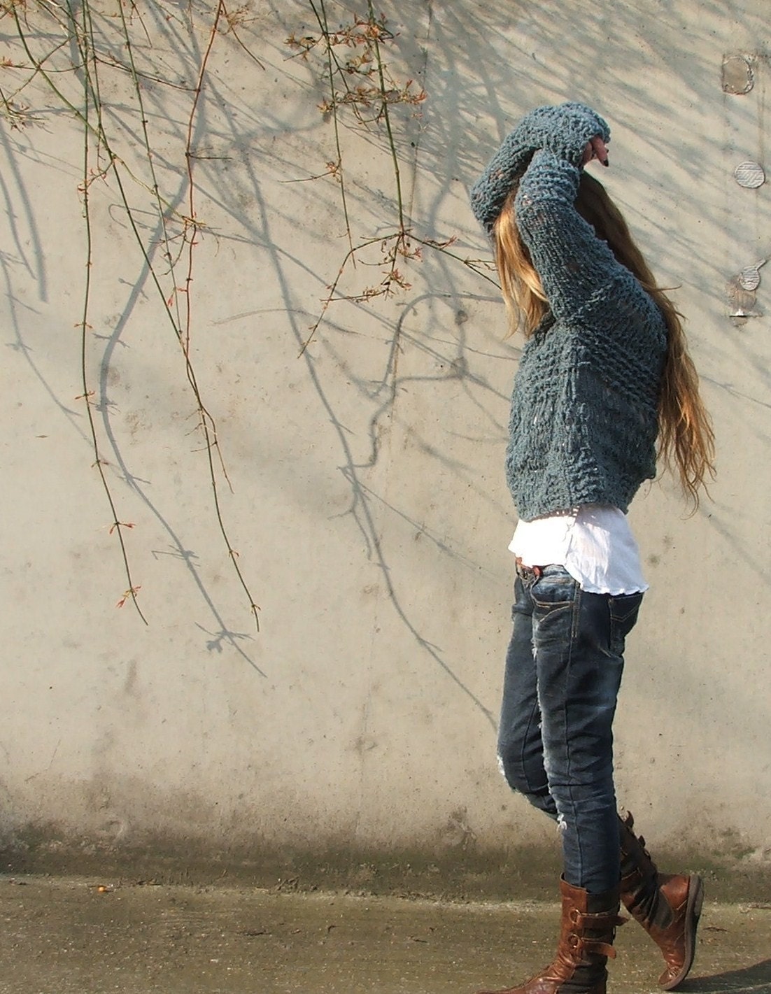 Teal blue grunge sweater approx 2-3 left in this shade