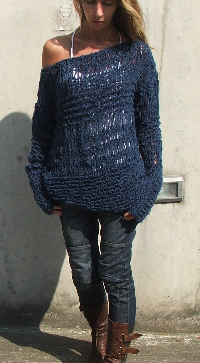 Blue sweater / Electric blue asymmetrical Version2 oversized grunge sweater LTd Edition