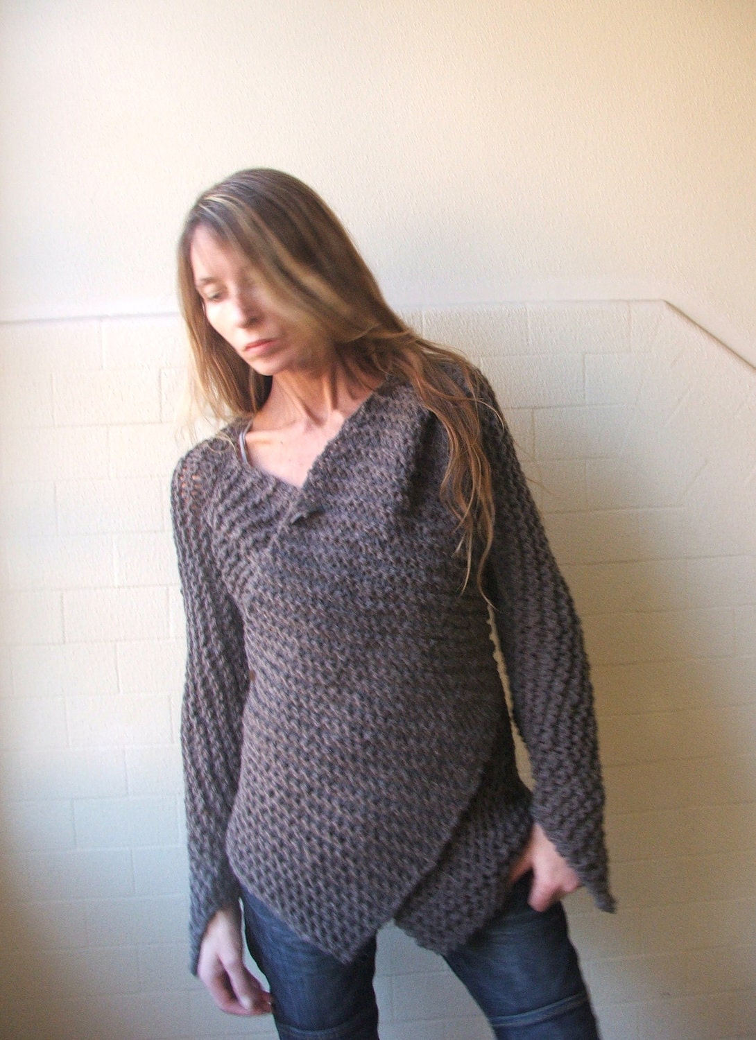 Brown Chunky Wraparound jacket / cardigan sweater LAST ONE in this shade