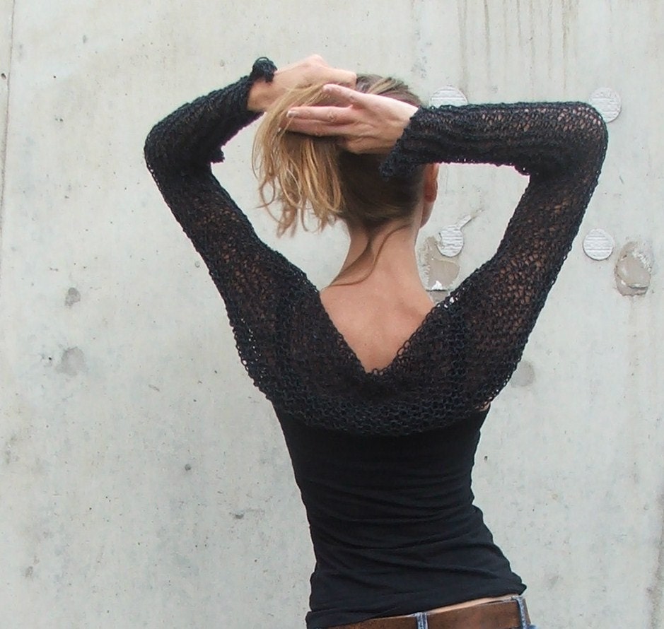 Almost black cotton mix long sleeved shrug Last one in this shade