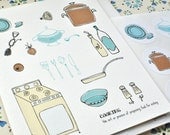 Cooking Kitchen Bridal Wedding Shower Custom Invitation Set with Recipe Cards and Stickers