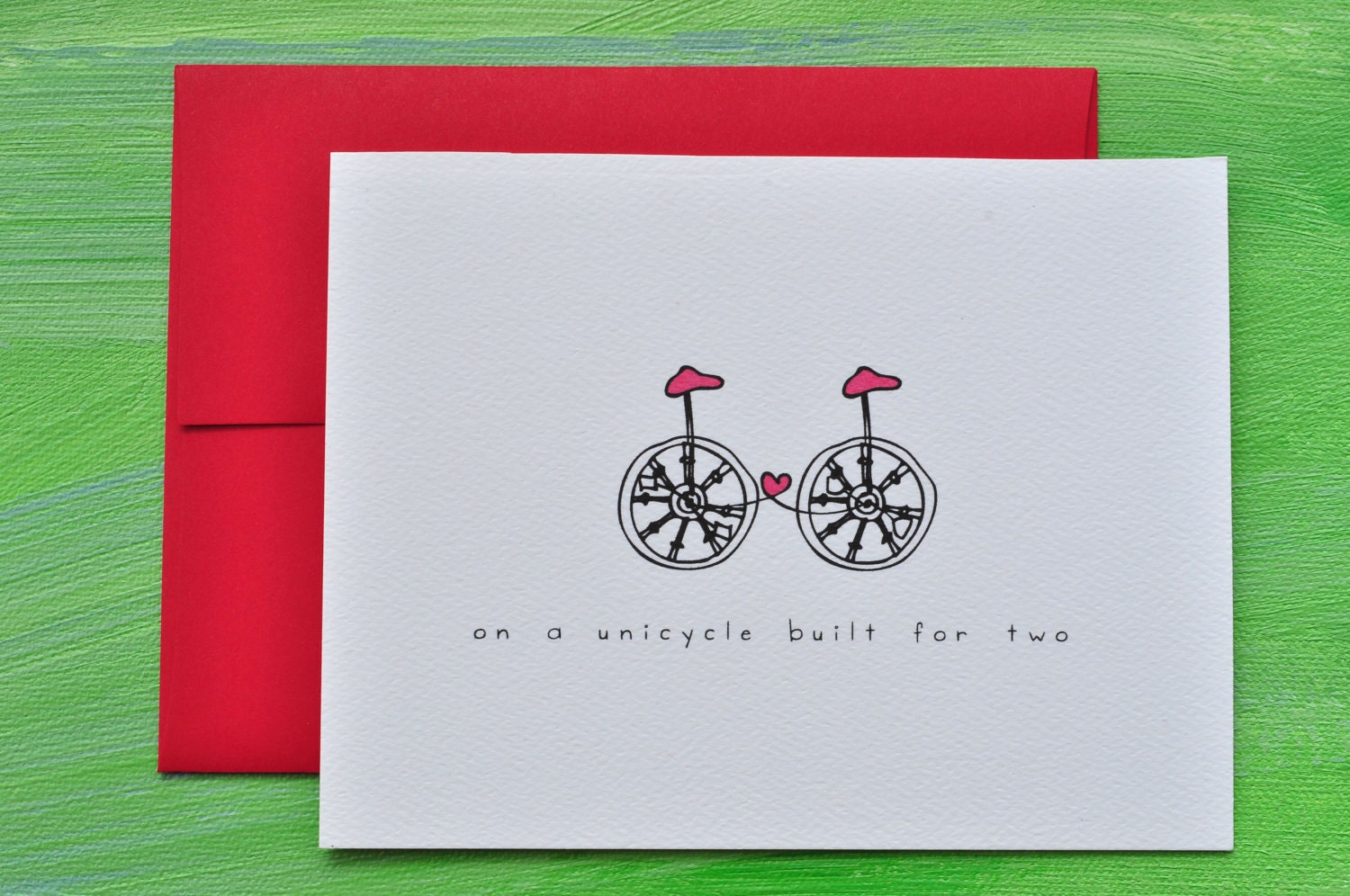 Unicycle Built for Two I Love You Happy Anniversary Congratulations Wedding Card