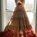 Tea stained dress maxi  crochet rust pink ruffles lace gypsy  prairie small  by vintage opulence on Etsy