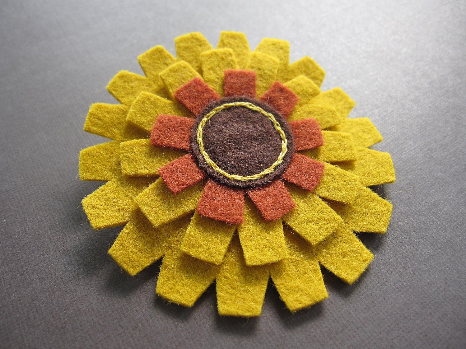 Golden Sunshine - felt flower brooch