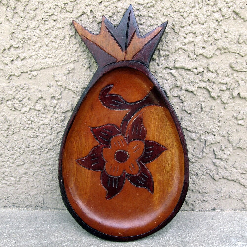 Vintage Wood Pineapple Bowl in Two-tone