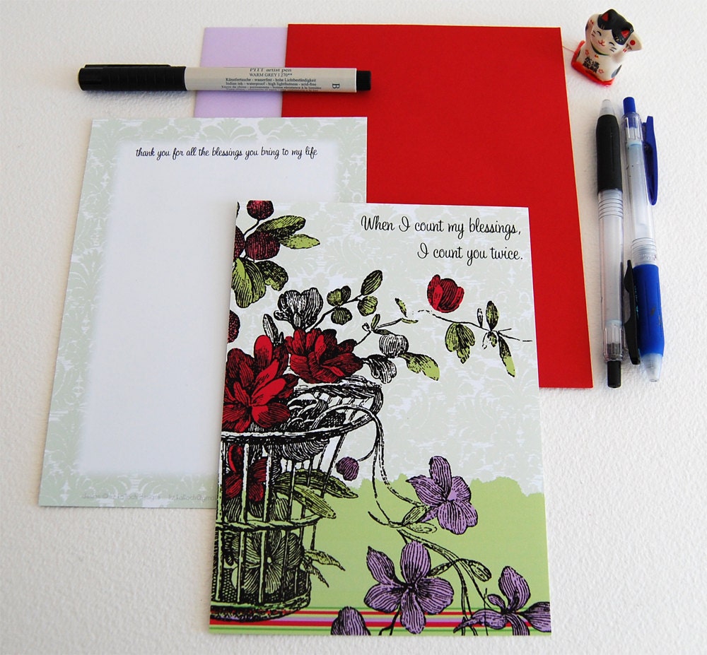 Vintage Roses Thank You Thinking of You Card