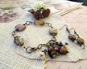 SALE Earthy Gemstone Bead Bracelet with Earrings
