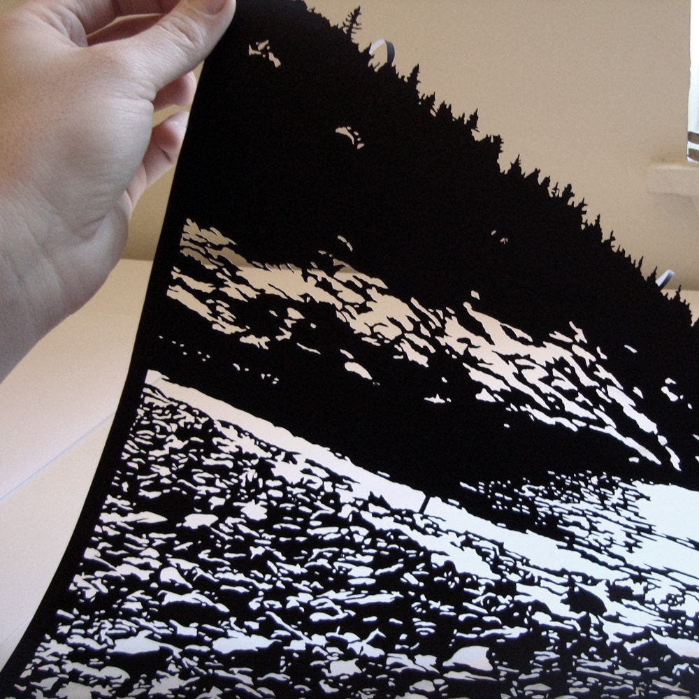 Papercut - Sand Beach, Hand-Cut Paper Art, framed and one-of-a-kind 18x24