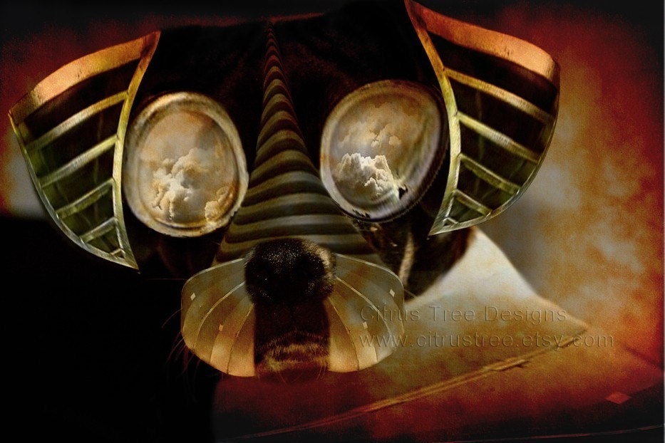STEAM PUNK PUP - Original Fine Art Photomontage Print Steam Punk Steampunk Dog - Signed and Dated  --Buy 2 Get 1 Free