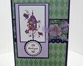 Birdhouse thank you handmade greeting card