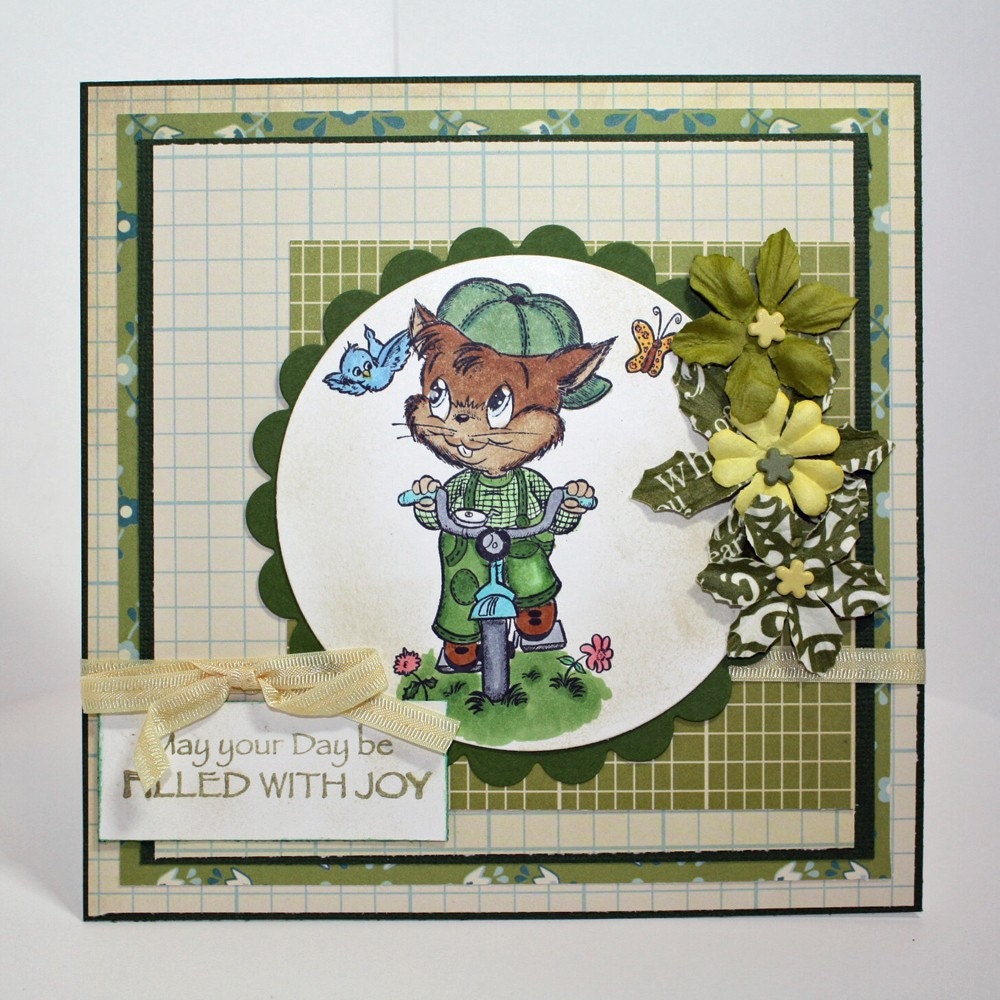 Large square handmade greeting card spring summer boy any occasion