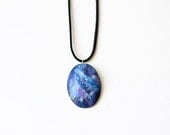 Nebula necklace  - hand painted pendant with a faux suede cord