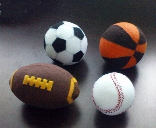 Felt Play Balls - Basketball Baseball Soccer Ball Rugby Ball (Patterns and Instructions via Email)