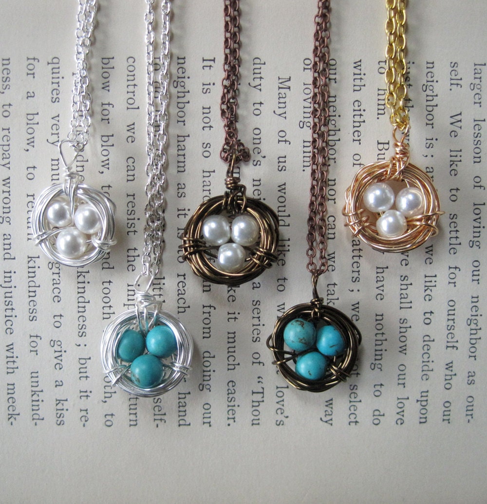Bird Nest Necklace Customer Appreciation Sale Your Choice Silver Wire Wrapped Bird's Nest Necklace Gift Boxed