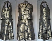 60s plus size vintage metallic brocade Burke-Amey dress with jacket lamé xxl