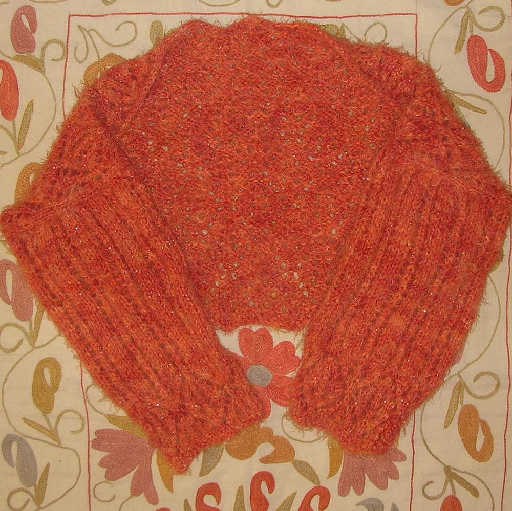 Pumpkin Mohair Lace Shrug