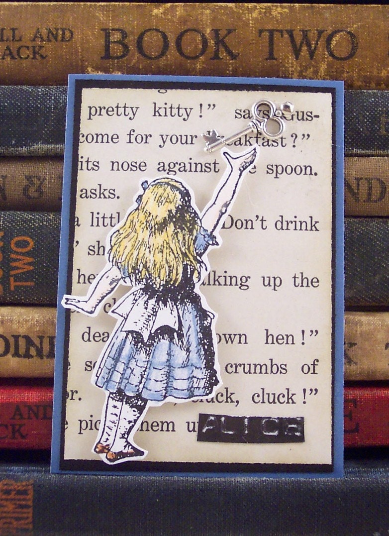 ACEO Alice in Wonderland Key Collage Art
