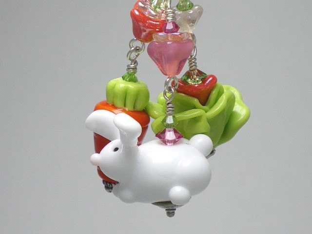 The Bunny Patch Lampwork Key Ring