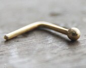 20g Nose Stud - 14K gold Sprouted L shaped nose ring in 20 gauge solid 14k yellow, rose (pink), or white gold