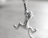 Monkey necklace in polished sterling silver - PRIORITY MAIL