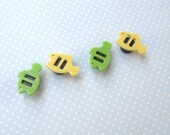 Yellow and Green Crown Fish Magnets ( a set of 4 )