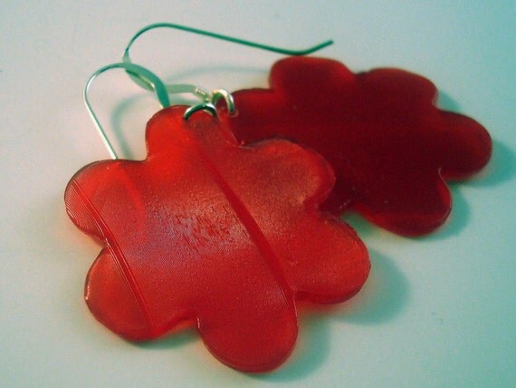 Recycled Vintage Vinyl Flower Earrings