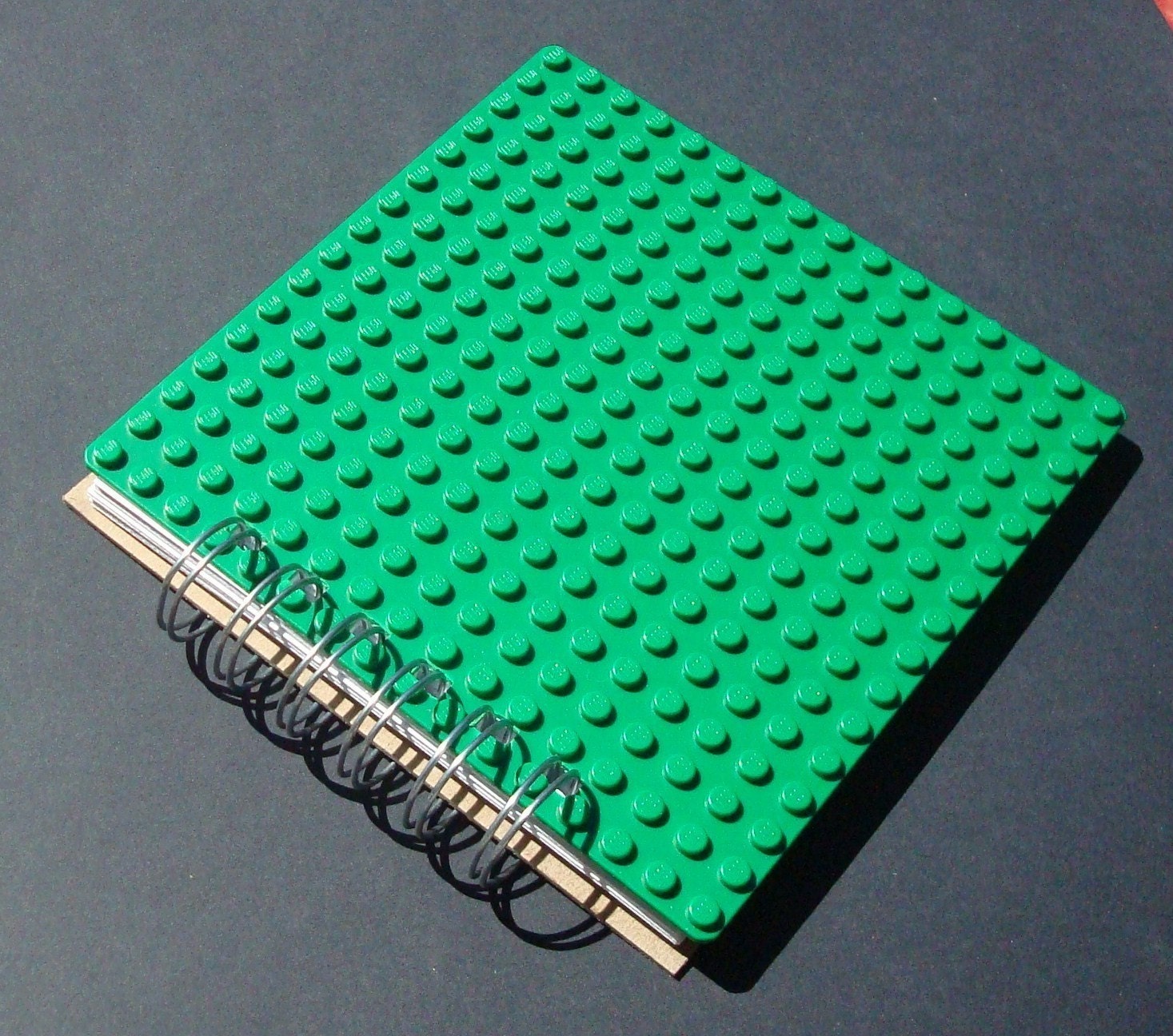 Journal spiral bound notebook made with GREEN Lego (r) plate