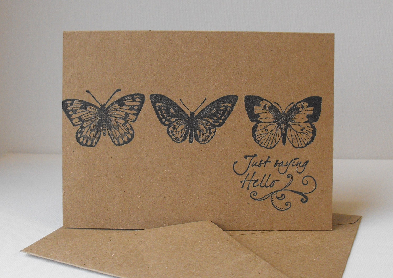 Butterfly Stationery Set Twelve Hand stamped Cards Twelve Sentiments Thinking of You Birthday Celebrate Best Wishes With Love Thank You