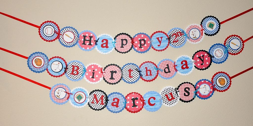 Baseball Banner. Happy Birthday Banner. Baseball. Bat. Sports. All Star. Boy Party