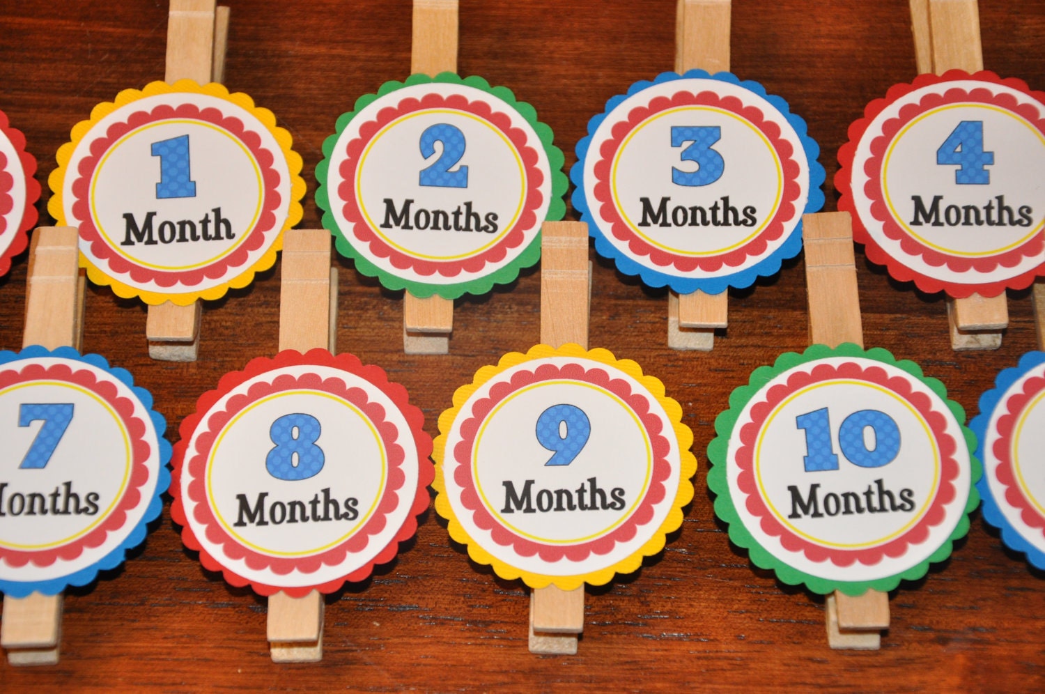 Photo Clips. Photo Banner. DIY Photo Banner. First Birthday. Polka Dots. Primary Colors.