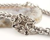 Square Celtic Labyrinth Focal - Jens Pind Chainmaille Bracelet