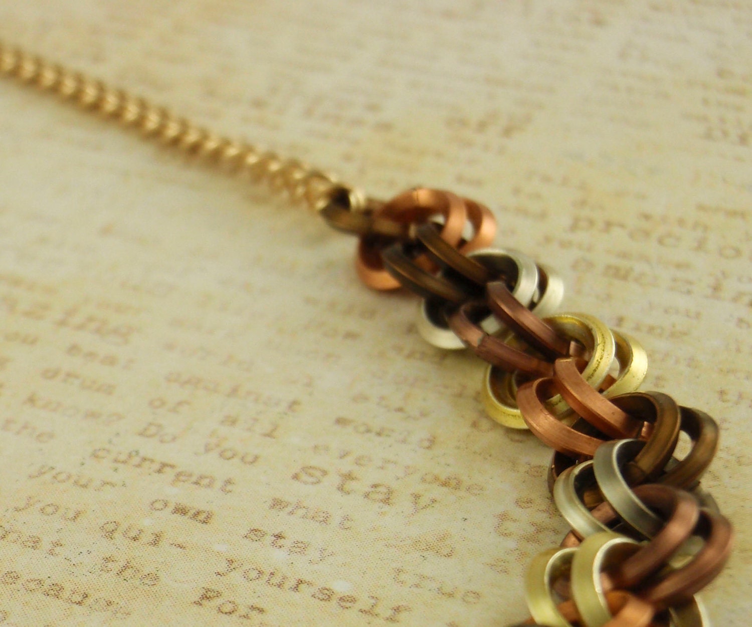 On Edge Squared Necklace - Mixed Metals Complicated