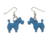 Blue poodle dog charm earrings