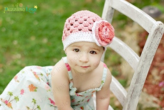Crocheted Beanie Hat "The Bella Lee" Lotus, Persimmon, White Beanie Hat Custom Colors Open Weave Style