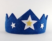 Wool Felt Crown --blue with stars