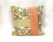 Peachy Boho Floral Patchwork Pillow