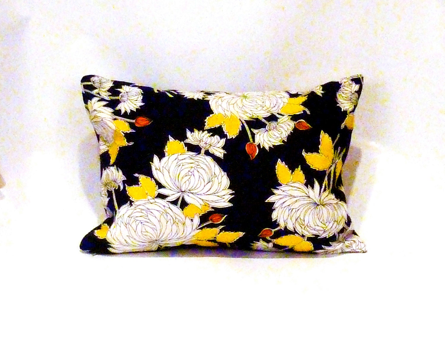 Black Floral Pillow
