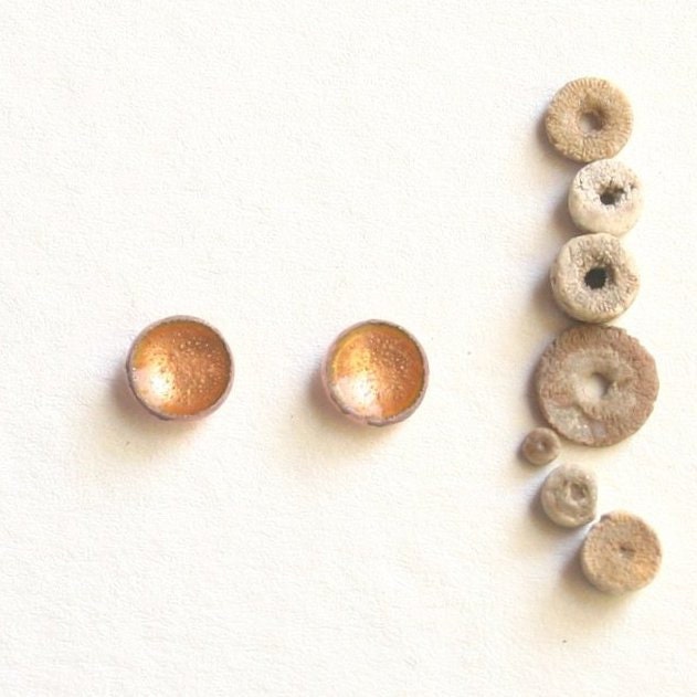 Enamel Jewelry Stud Earrings - Honey Golden Enamel on Copper jewelry SMALL